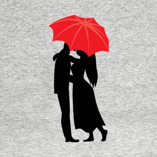 Couple Kissing under umbrella T-Shirt